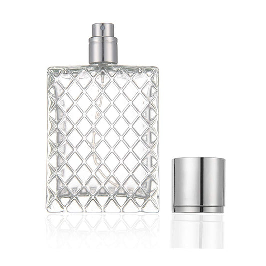 Enslz 100ml 3.4 oz Refillable Spray Perfume Bottle - Large Fine Mist Atomizer, Empty Portable Clear Glass Essential Oil Container for Travel