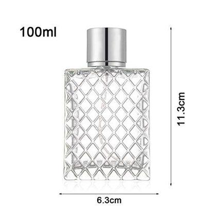 Enslz 100ml 3.4 oz Refillable Spray Perfume Bottle - Large Fine Mist Atomizer, Empty Portable Clear Glass Essential Oil Container for Travel