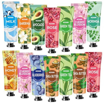 MZANK 14 Pack Hand Cream for Dry Cracked Hands – Travel Size Hand Lotion, Perfect Gifts for Women
