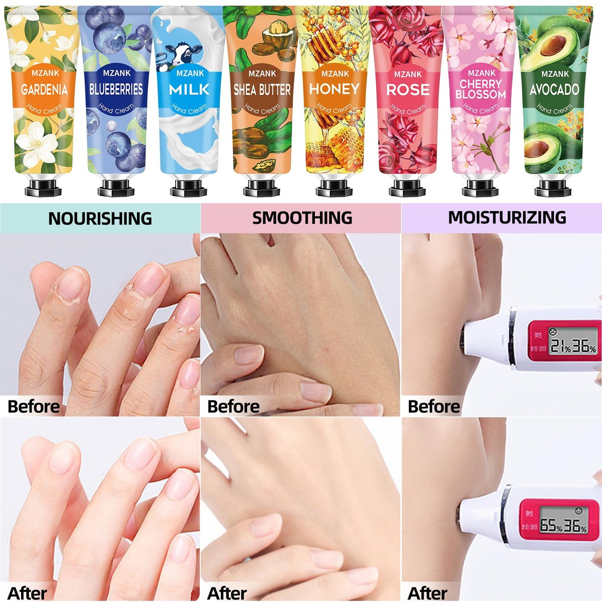 MZANK 14 Pack Hand Cream for Dry Cracked Hands – Travel Size Hand Lotion, Perfect Gifts for Women - görsel 11