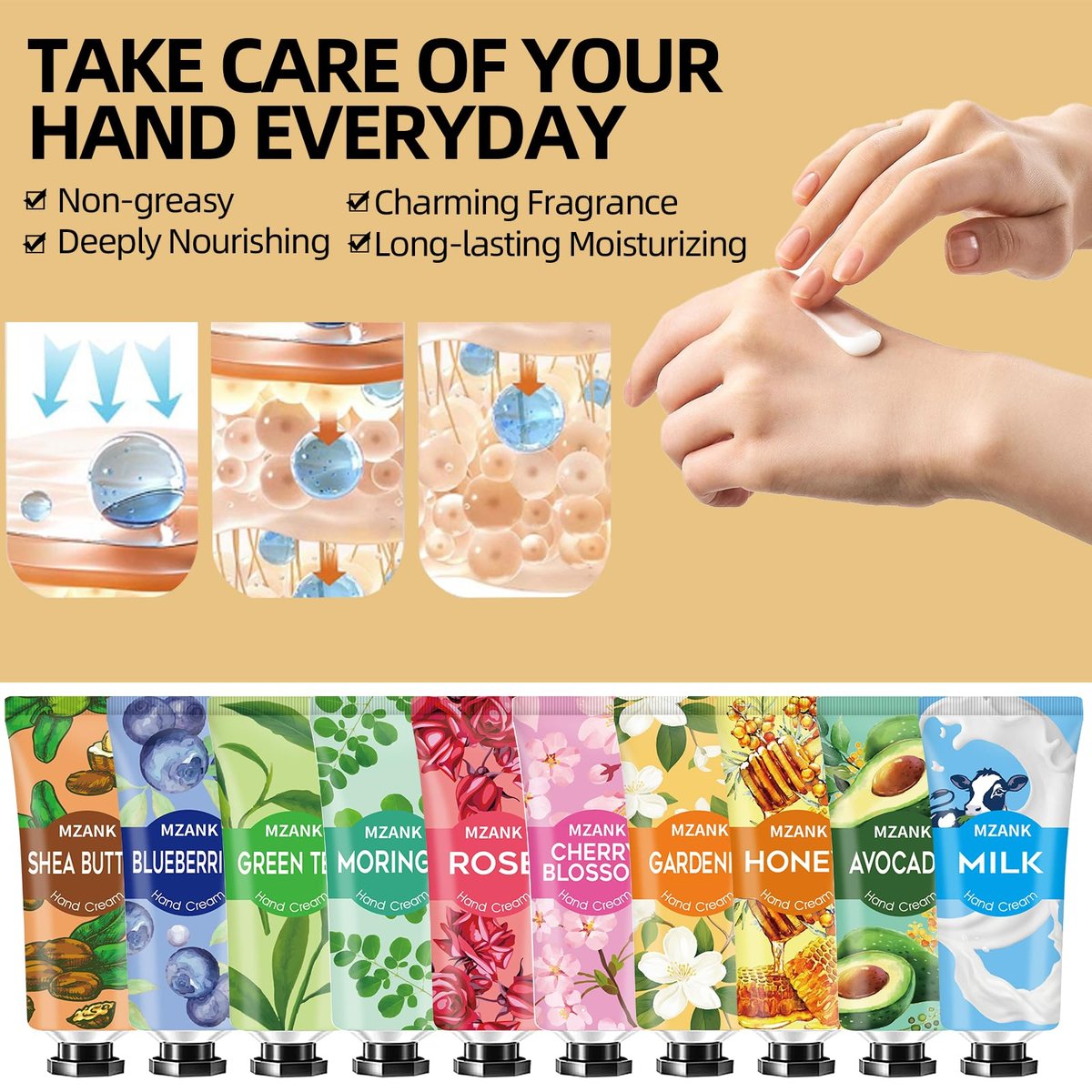 MZANK 14 Pack Hand Cream for Dry Cracked Hands – Travel Size Hand Lotion, Perfect Gifts for Women - görsel 9