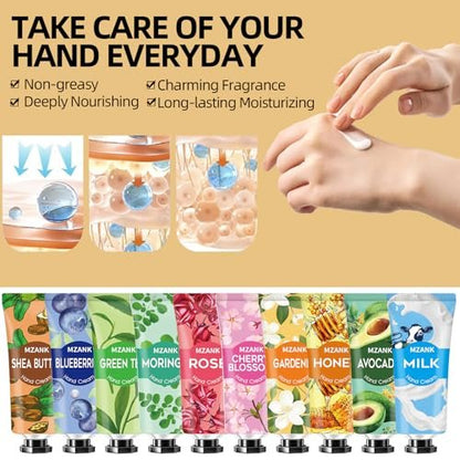 MZANK 14 Pack Hand Cream for Dry Cracked Hands – Travel Size Hand Lotion, Perfect Gifts for Women