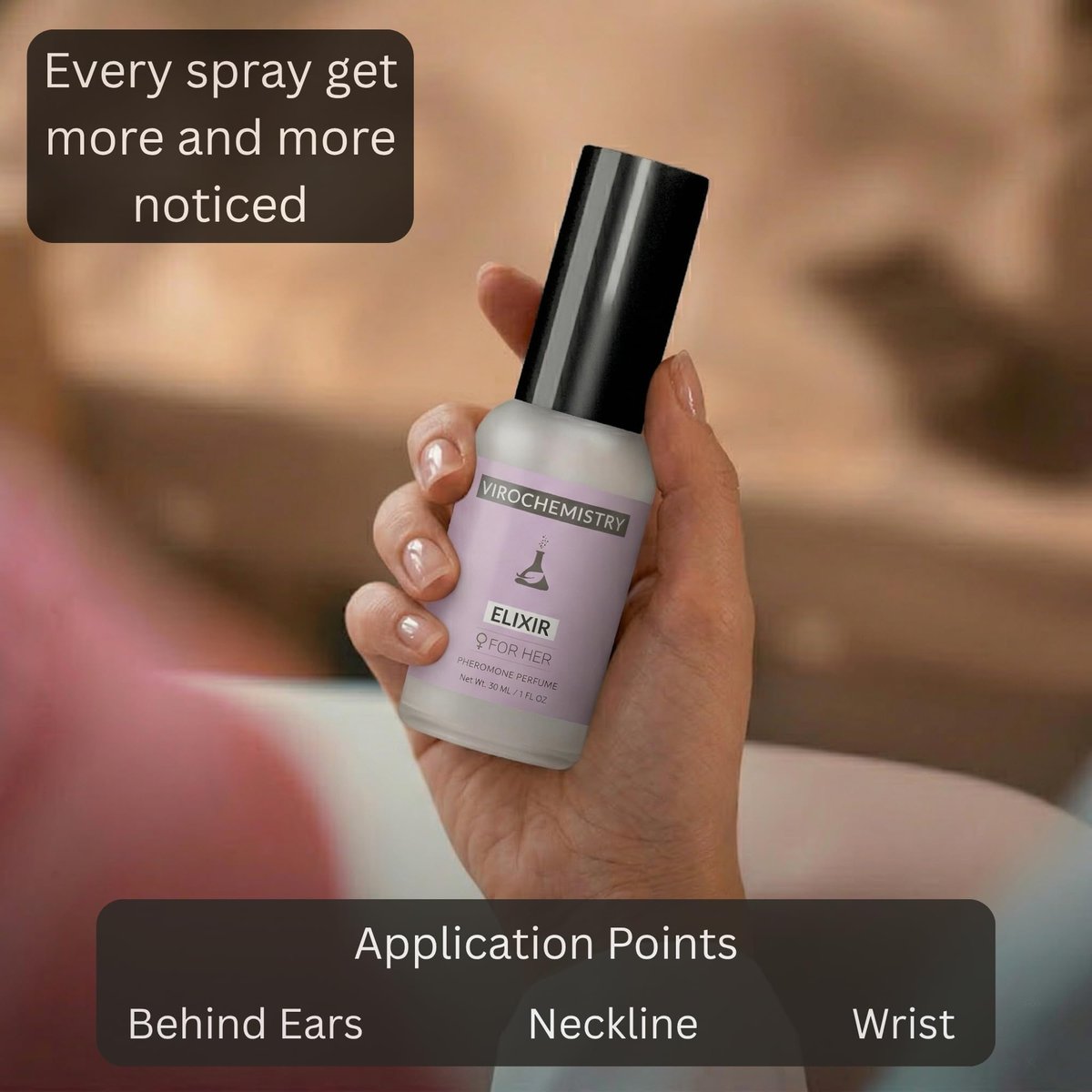 VIROCHEMISTRY Pheromones for Women (Elixir) – Elegant, Ultra Strength Organic Fragrance Body Perfume, 1 Fl Oz - görsel 9