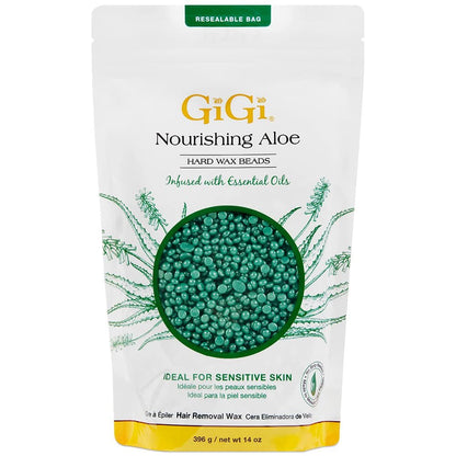 GiGi Hard Wax Beads for Hair Removal – Nourishing Aloe, 14 oz – Ideal for Sensitive Skin, Face, Body, Bikini & Brazilian Waxing Avelisse