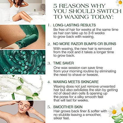 GiGi Hard Wax Beads for Hair Removal – Nourishing Aloe, 14 oz – Ideal for Sensitive Skin, Face, Body, Bikini & Brazilian Waxing Avelisse