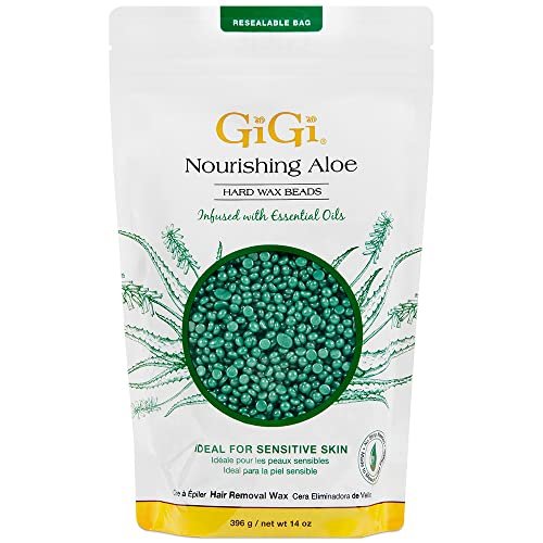 GiGi Hard Wax Beads for Hair Removal – Nourishing Aloe, 14 oz – Ideal for Sensitive Skin, Face, Body, Bikini & Brazilian Waxing Avelisse