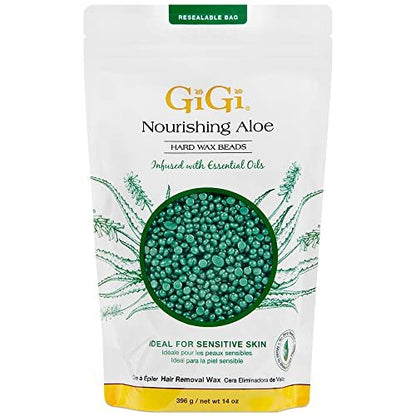 GiGi Hard Wax Beads for Hair Removal – Nourishing Aloe, 14 oz – Ideal for Sensitive Skin, Face, Body, Bikini & Brazilian Waxing Avelisse