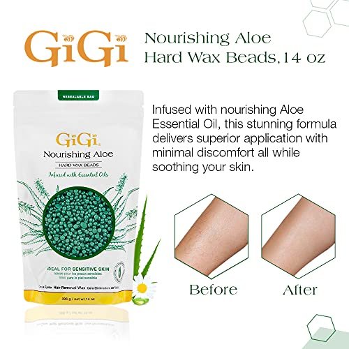GiGi Hard Wax Beads for Hair Removal – Nourishing Aloe, 14 oz – Ideal for Sensitive Skin, Face, Body, Bikini & Brazilian Waxing Avelisse