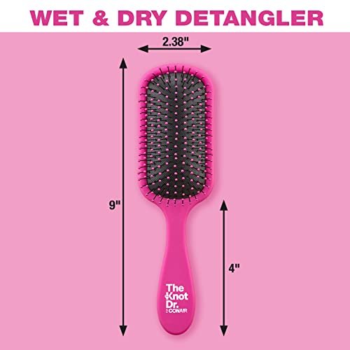 The Knot Dr. Detangling Hair Brush by Conair – Pink – Removes Knots & Tangles in Wet or Dry Hair - görsel 5