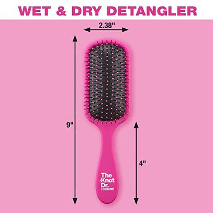 The Knot Dr. Detangling Hair Brush by Conair – Pink – Removes Knots & Tangles in Wet or Dry Hair