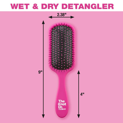 The Knot Dr. Detangling Hair Brush by Conair – Pink – Removes Knots & Tangles in Wet or Dry Hair