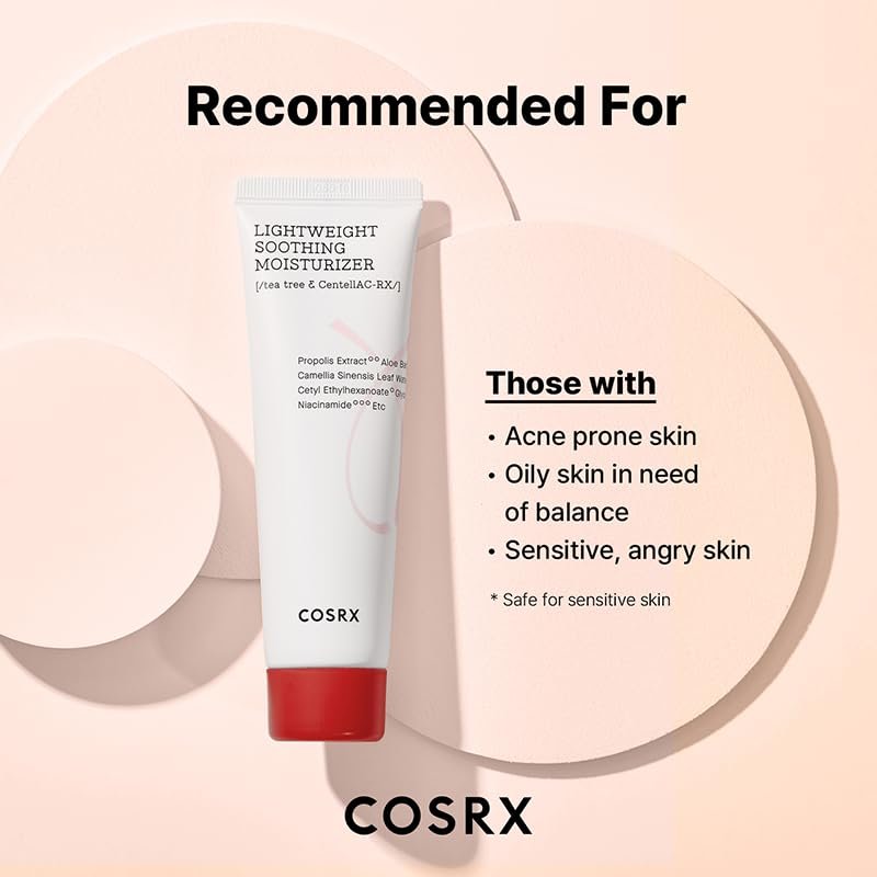 COSRX AC Collection Lightweight Soothing Moisturizer – Aloe Vera 71.2% – 2.7 fl oz (80ml) – Paraben Free, Animal Testing Free Avelisse
