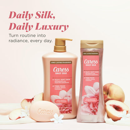 Caress Beauty Bar Soap - Daily Silk Extract & Floral Oil Essence, Moisturizing Body Soap for Silky, Soft Skin, 3.15 oz, 48 Bars Avelisse