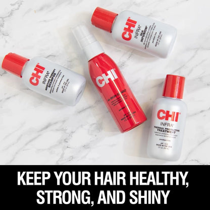CHI Infra The Essentials Kit - Sulfate-Free, Paraben-Free, Cruelty-Free Hair Care Set with Infra Shampoo, 44 Iron Guard, Treatment & Silk Infusion (2 oz each, 4 Products) Avelisse