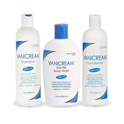 Vanicream Free & Clear Shampoo, Conditioner & Body Wash Set – 12 oz Each, Fragrance-Free & Paraben-Free for Sensitive Skin Avelisse