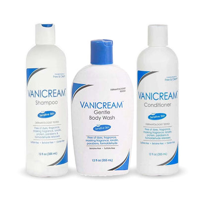 Vanicream Free & Clear Shampoo, Conditioner & Body Wash Set – 12 oz Each, Fragrance-Free & Paraben-Free for Sensitive Skin Avelisse