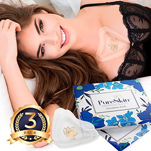PureSkin Chest Wrinkle Pads – 3-Pack Decollete Anti Wrinkle Silicone Patches – Reusable Chest Wrinkle Pads for Sleeping Avelisse