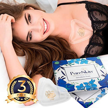 PureSkin Chest Wrinkle Pads – 3-Pack Decollete Anti Wrinkle Silicone Patches – Reusable Chest Wrinkle Pads for Sleeping Avelisse