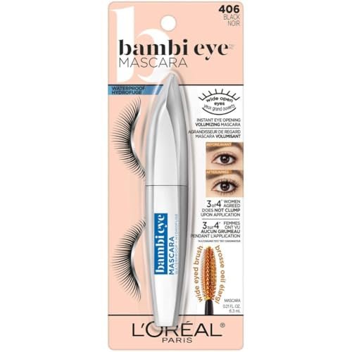 L'Oreal Paris Bambi Eye Mascara - Waterproof Black - Lasting Volume, Length & Lift with Doe-Eye Definition Avelisse
