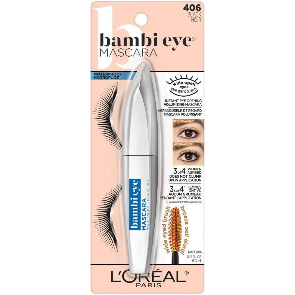 L'Oreal Paris Bambi Eye Mascara - Waterproof Black - Lasting Volume, Length & Lift with Doe-Eye Definition Avelisse