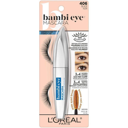 L'Oreal Paris Bambi Eye Mascara - Waterproof Black - Lasting Volume, Length & Lift with Doe-Eye Definition Avelisse