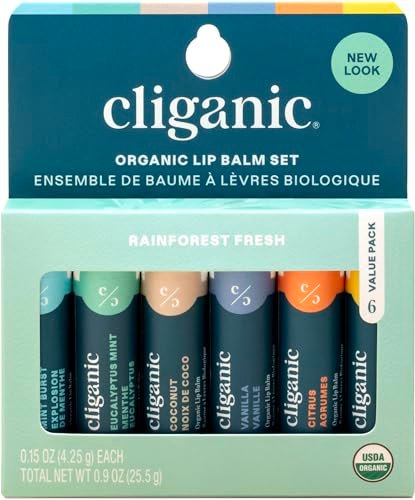 Cliganic Organic Lip Balm Set (6 Flavors) - 100% Natural Hydrating, Moisturizing for Dry Cracked Lips, Stocking Stuffer Gift for Men & Women - görsel 2