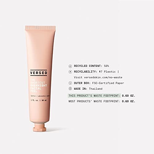 Versed The Shortcut Overnight Facial - Leave-on Gentle Exfoliating Treatment with Lactic and Glycolic Acid for Rejuvenation and Hydration - Vegan 0.5 fl oz - görsel 10