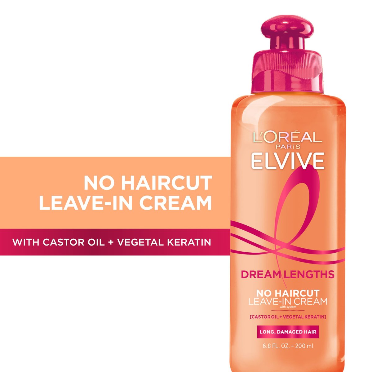 L'Oreal Paris Elvive Dream Lengths No Haircut Cream Leave In Conditioner, 6.8 fl. oz. - görsel 4