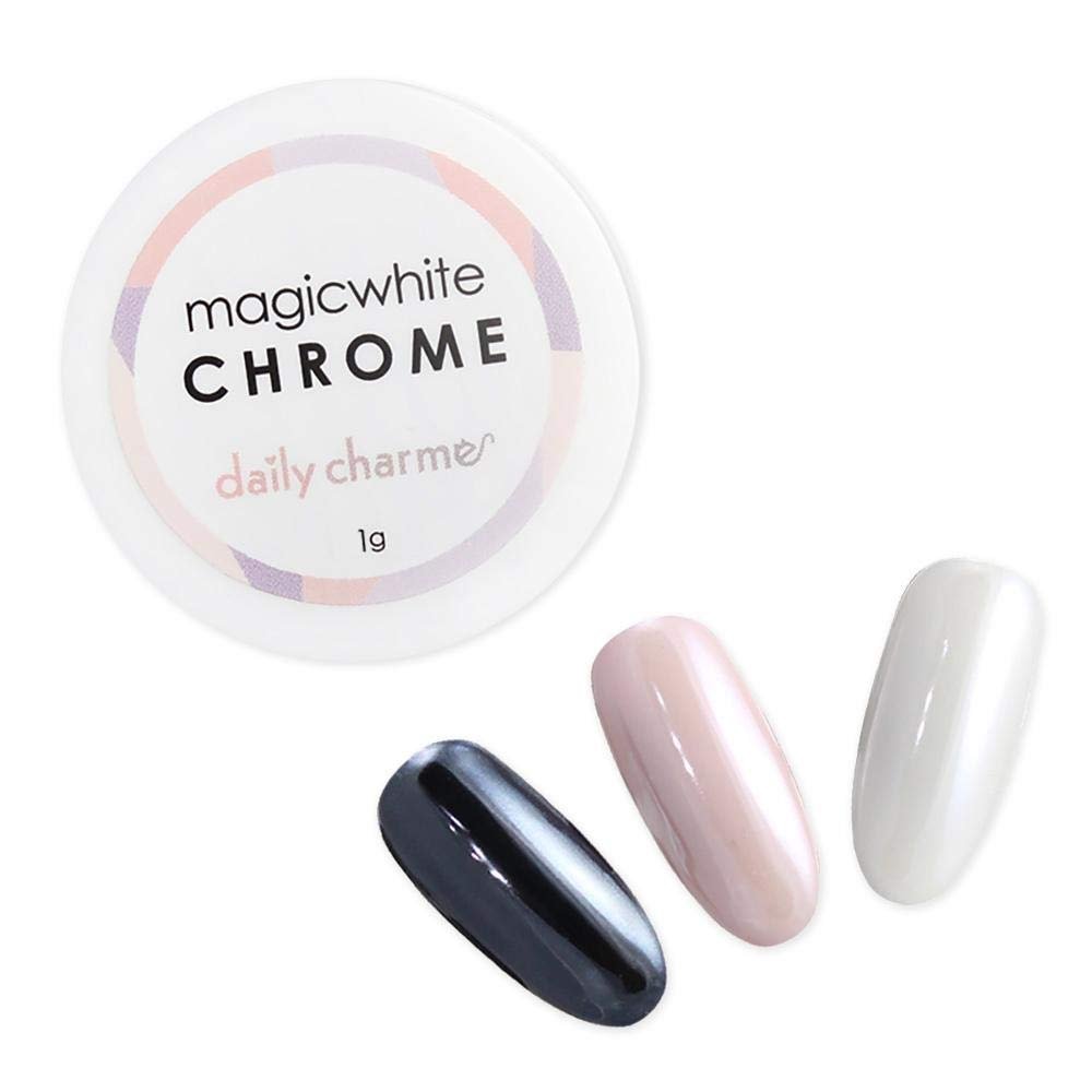 Daily Charme Magic White Nail Chrome Powder (White, 1g) – Pearlescent Glazed Donut Effect for DIY & Salon Manicure Avelisse