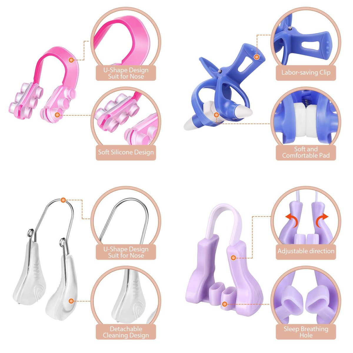 Frienda 4-Piece Nose Shaper Slimmer Lifting Clips Set - Silicone Bridge Shaper Beauty Tool for Women - görsel 5