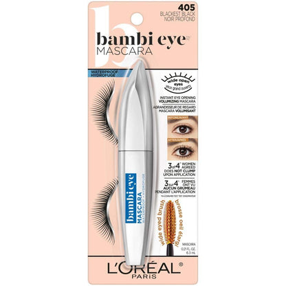 L'Oreal Paris Bambi Eye Mascara - Waterproof Blackest Black - Lasting Volume, Length & Lift Avelisse