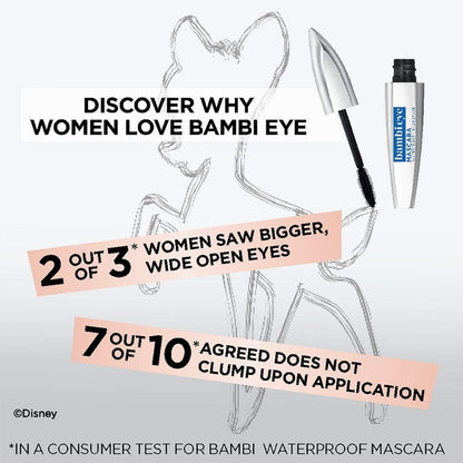 L'Oreal Paris Bambi Eye Mascara - Waterproof Blackest Black - Lasting Volume, Length & Lift Avelisse