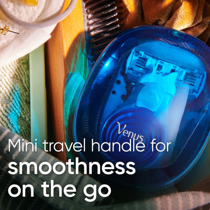 Gillette Venus Mini On The Go Women's Razor Handle with 3 ComfortGlide White Tea Scent Blade Refills + Travel Case Avelisse