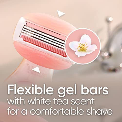 Gillette Venus Mini On The Go Women's Razor Handle with 3 ComfortGlide White Tea Scent Blade Refills + Travel Case Avelisse