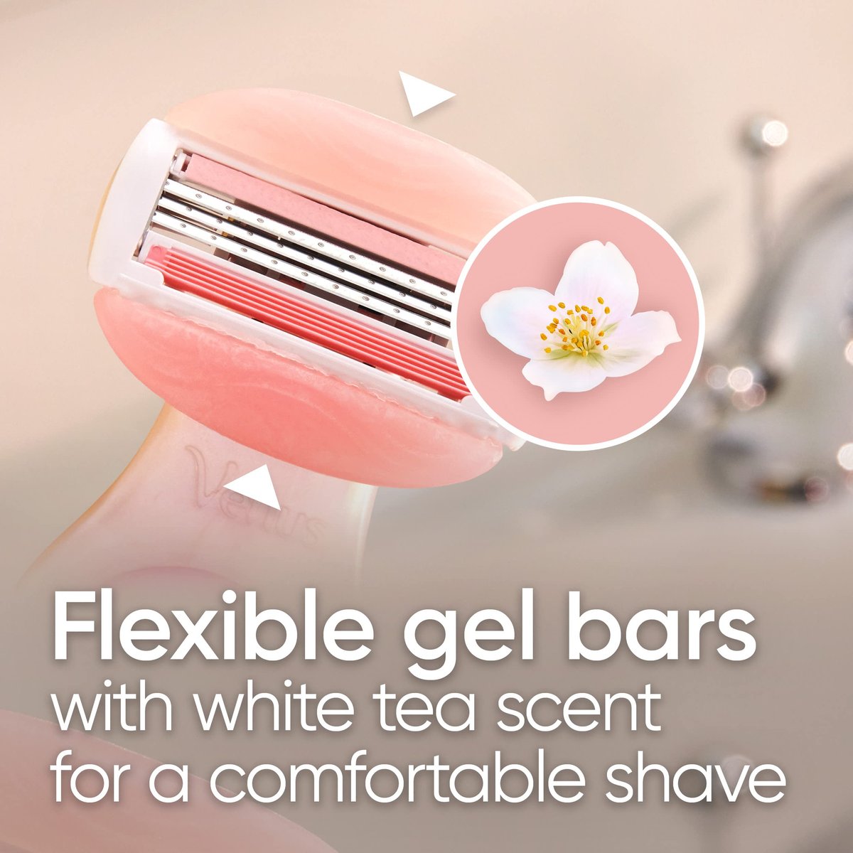 Gillette Venus Mini On The Go Women's Razor Handle with 3 ComfortGlide White Tea Scent Blade Refills + Travel Case Avelisse