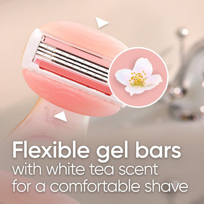 Gillette Venus Mini On The Go Women's Razor Handle with 3 ComfortGlide White Tea Scent Blade Refills + Travel Case Avelisse