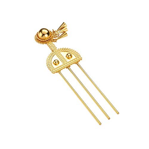 Ethiopian Hairpin Jewelry – Gold Brass Hair Combs for Africa, Eritrea, Kenya, Habesha Styles - görsel 2