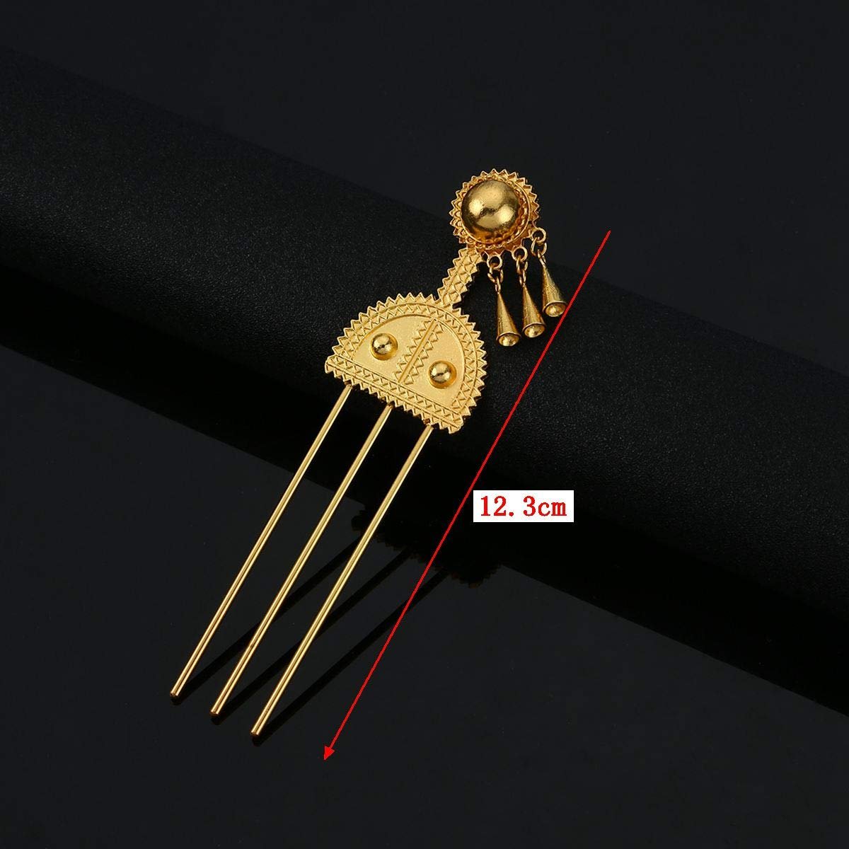 Ethiopian Hairpin Jewelry – Gold Brass Hair Combs for Africa, Eritrea, Kenya, Habesha Styles - görsel 5