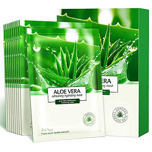 PalNour Aloe Facial Sheet Mask - Hydrating & Revitalizing for Dry, Oily, Sensitive Skin - 10 Pack - görsel 1