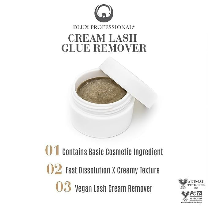 DLUX PROFESSIONAL Eyelash Extensions Cream Glue Remover – 15ml, Oatmeal Color, Fast Dissolving Professional Lash Adhesive Remover Avelisse