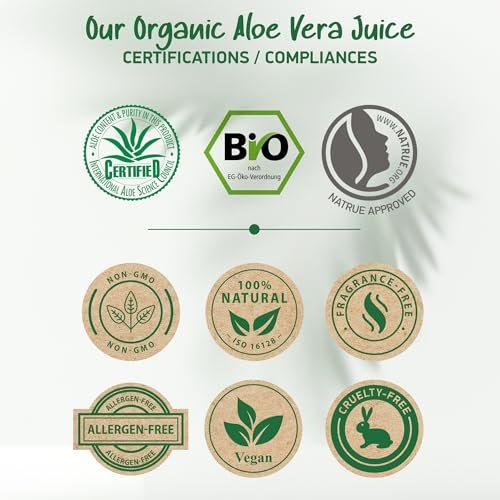 Soena Aloe Vera Gel Organic – Pure Aloe Leaf Juice, Vegan, Unscented, Certified Organic, Made in Germany – Moisturizer for Face, Skin, Hair & Sunburn Relief (8.45 Fl Oz) Avelisse