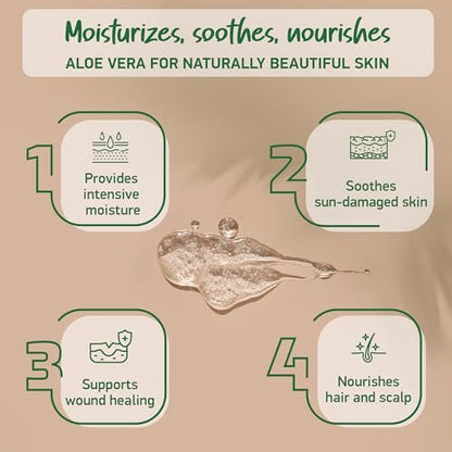 Soena Aloe Vera Gel Organic – Pure Aloe Leaf Juice, Vegan, Unscented, Certified Organic, Made in Germany – Moisturizer for Face, Skin, Hair & Sunburn Relief (8.45 Fl Oz) Avelisse