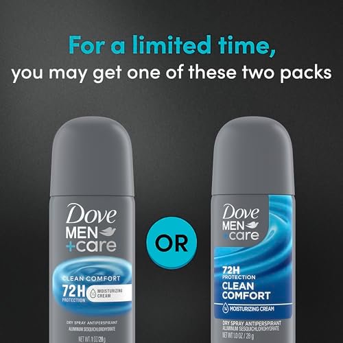 Dove Men+Care Antiperspirant Deodorant Dry Spray Clean Comfort, 72-Hour Sweat and Odor Protection, Triple Defense Technology, 1 oz (Pack of 24) Avelisse