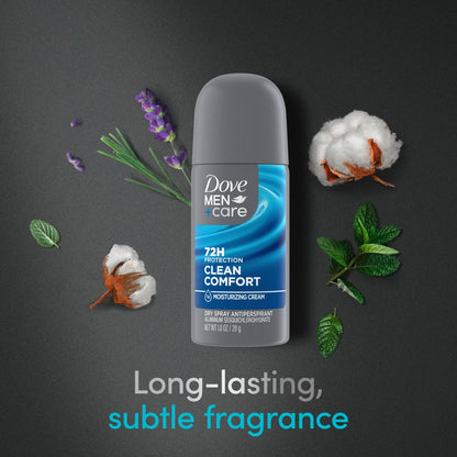 Dove Men+Care Antiperspirant Deodorant Dry Spray Clean Comfort, 72-Hour Sweat and Odor Protection, Triple Defense Technology, 1 oz (Pack of 24) Avelisse