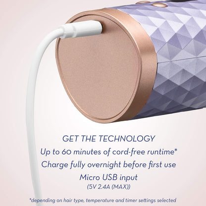 Conair Unbound Cordless Auto Curler - Rechargeable Auto Curler for Curls or Waves - Light Purple Avelisse