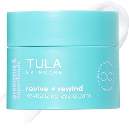 TULA Skin Care Revive & Rewind Revitalizing Eye Cream – Smooth Fine Lines, Dark Circles & Puffiness (0.5 oz) Avelisse