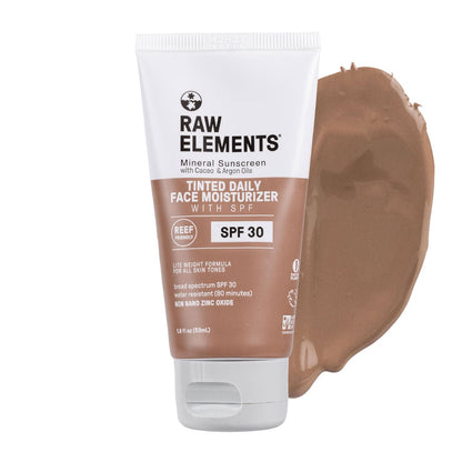 Raw Elements Tinted Daily Face Moisturizer SPF 30 - All-Natural Mineral Sunscreen with Non-Nano Zinc Oxide, 95% Organic, Reef Safe, 1.8 oz Avelisse