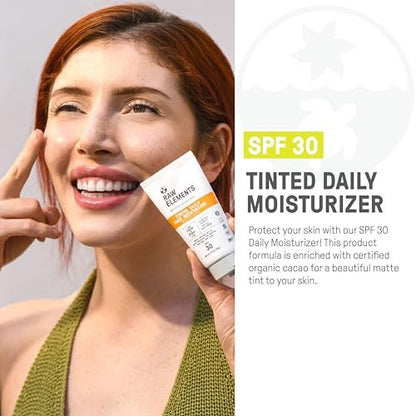 Raw Elements Tinted Daily Face Moisturizer SPF 30 - All-Natural Mineral Sunscreen with Non-Nano Zinc Oxide, 95% Organic, Reef Safe, 1.8 oz Avelisse