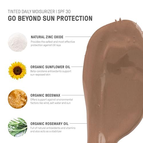 Raw Elements Tinted Daily Face Moisturizer SPF 30 - All-Natural Mineral Sunscreen with Non-Nano Zinc Oxide, 95% Organic, Reef Safe, 1.8 oz Avelisse