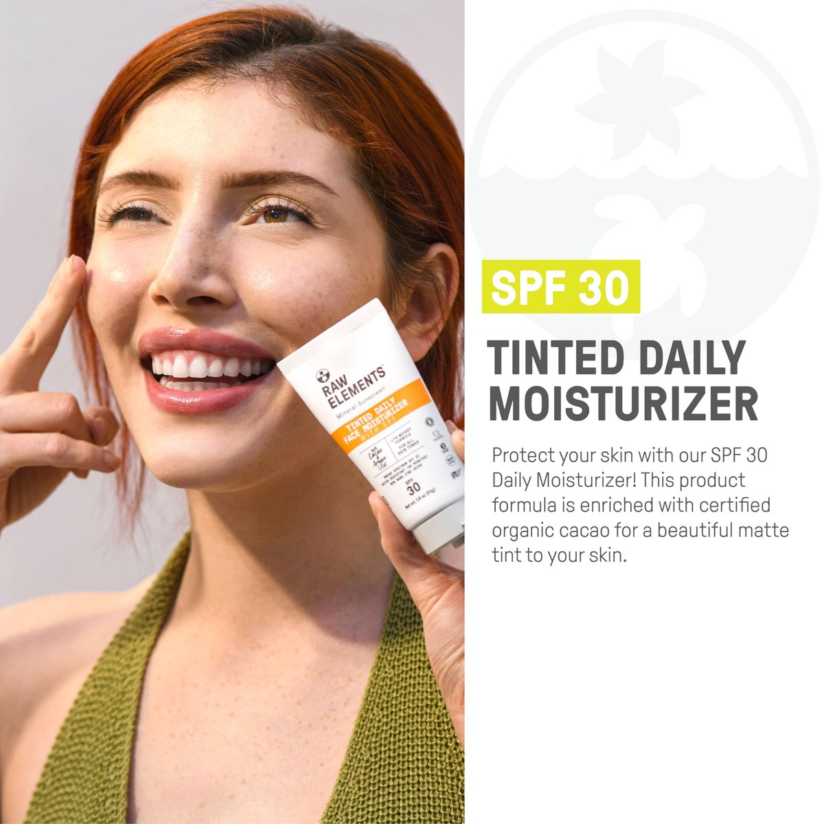Raw Elements Tinted Daily Face Moisturizer SPF 30 - All-Natural Mineral Sunscreen with Non-Nano Zinc Oxide, 95% Organic, Reef Safe, 1.8 oz Avelisse